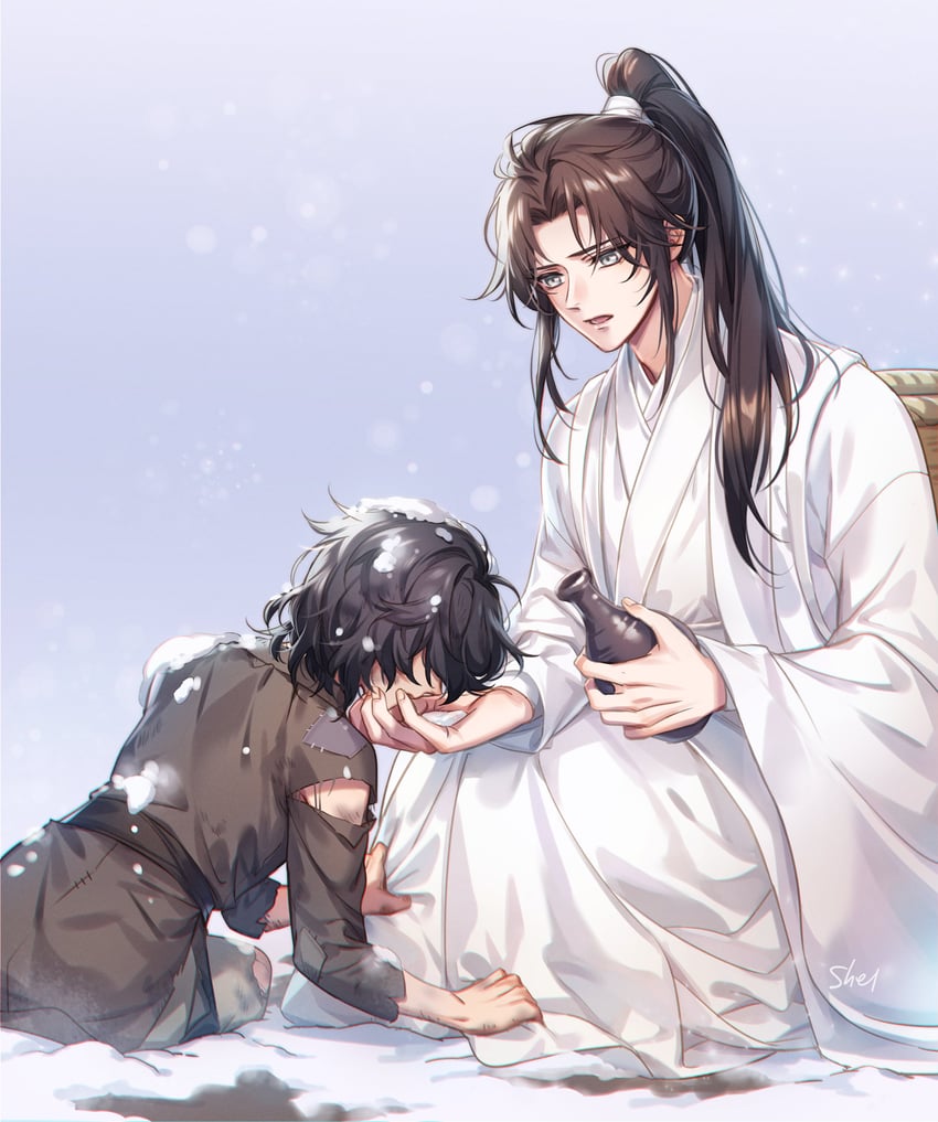 chu wanning and mo ran (erha he ta de bai mao shizun) drawn by zehel_az