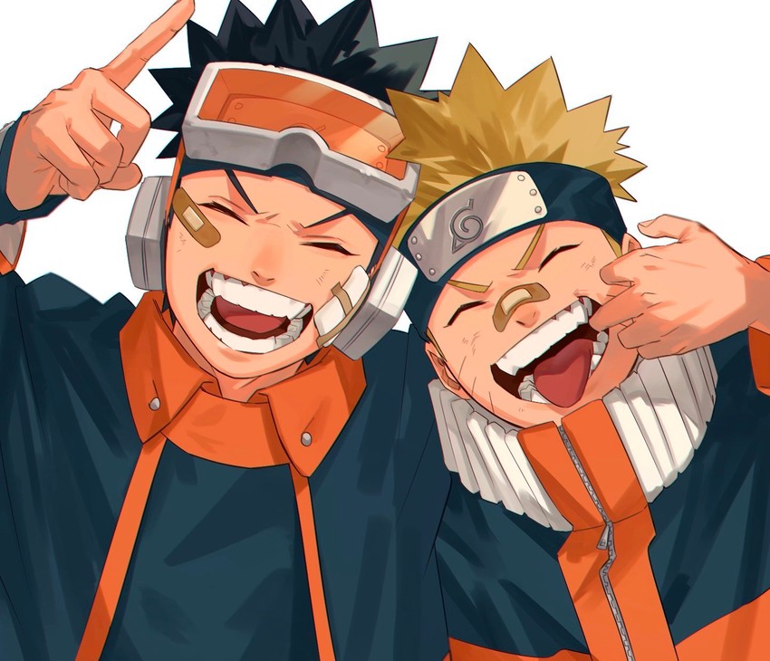 uzumaki naruto and uchiha obito (naruto and 1 more) drawn by mirin_(coene65)