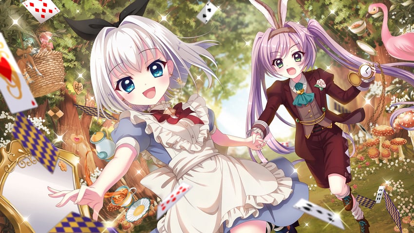 alice, white rabbit, misaki sango, and nishidate haku (alice's adventures in wonderland and 1 more) drawn by izumi_tsubasu
