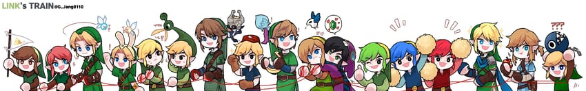 link, midna, toon link, young link, navi, and 5 more (the legend of zelda and 14 more) drawn by g_jang8110