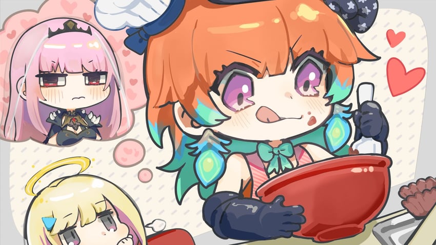 mori calliope, takanashi kiara, and jenma-chan (hololive and 1 more) drawn by yennekox