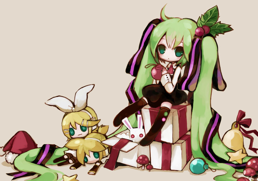 hatsune miku, kagamine rin, and kagamine len (vocaloid) drawn by eruri_(mgmn)