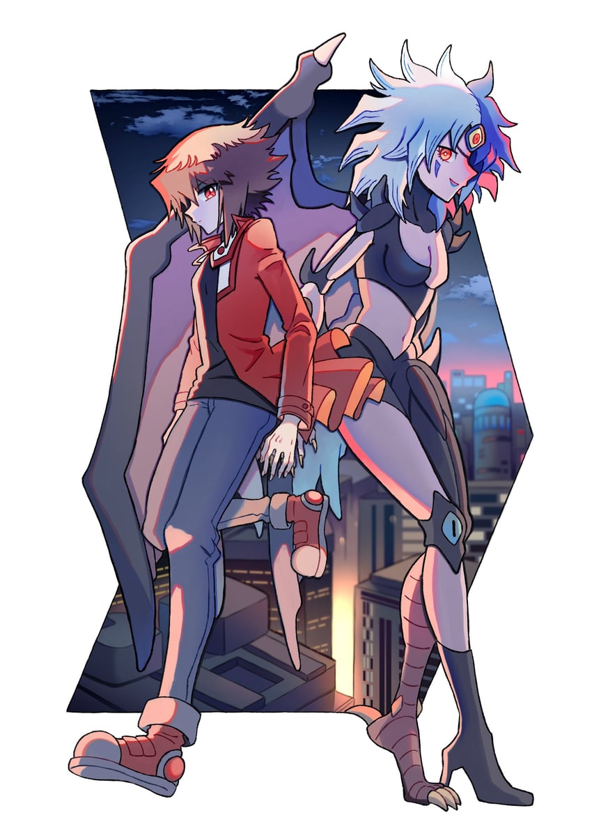 yuki judai and yubel (yu-gi-oh! and 1 more) drawn by kazuru_ygo
