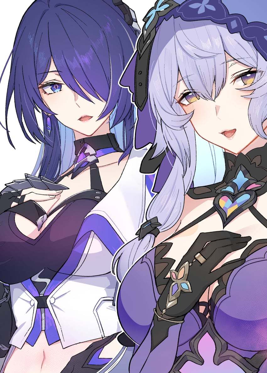 acheron and black swan (honkai and 1 more) drawn by yumegiwa_(skgl_thx)