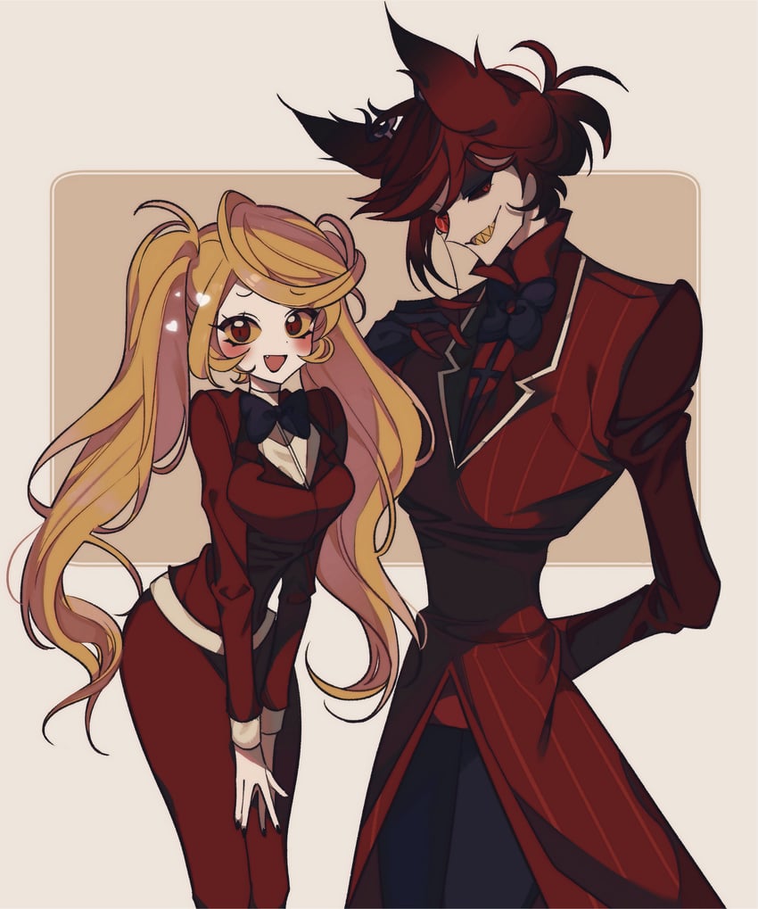 charlie morningstar and alastor (hazbin hotel) drawn by takutaku_owo