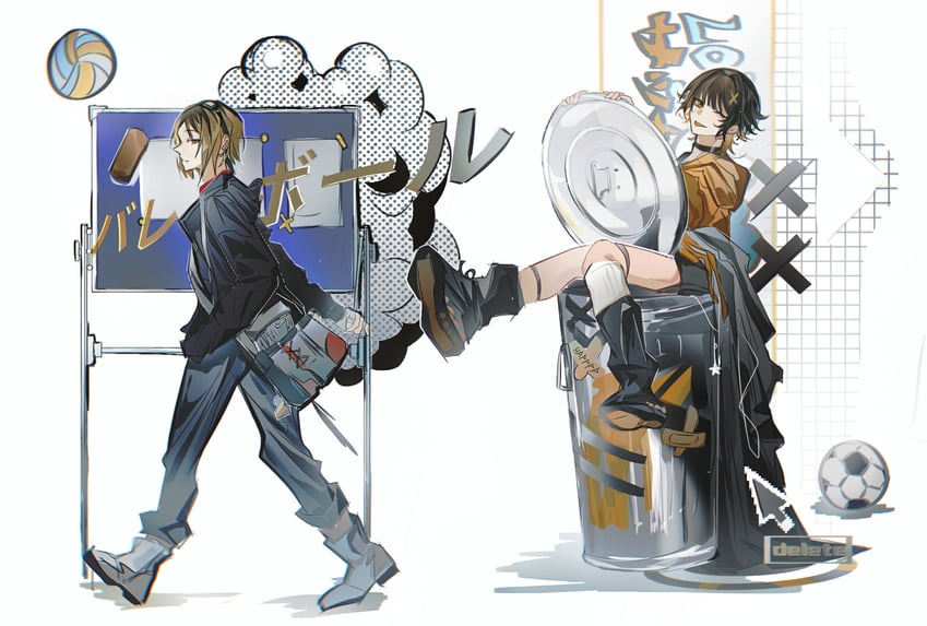 kozume kenma and bachira meguru (haikyuu!! and 1 more) drawn by goose03249