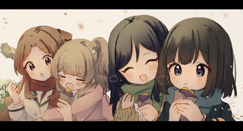 azuma yuu, taiga kurumi, katori ranko, and kamei mika (trapezium) drawn by yubari_lemon_(lemonlilie)