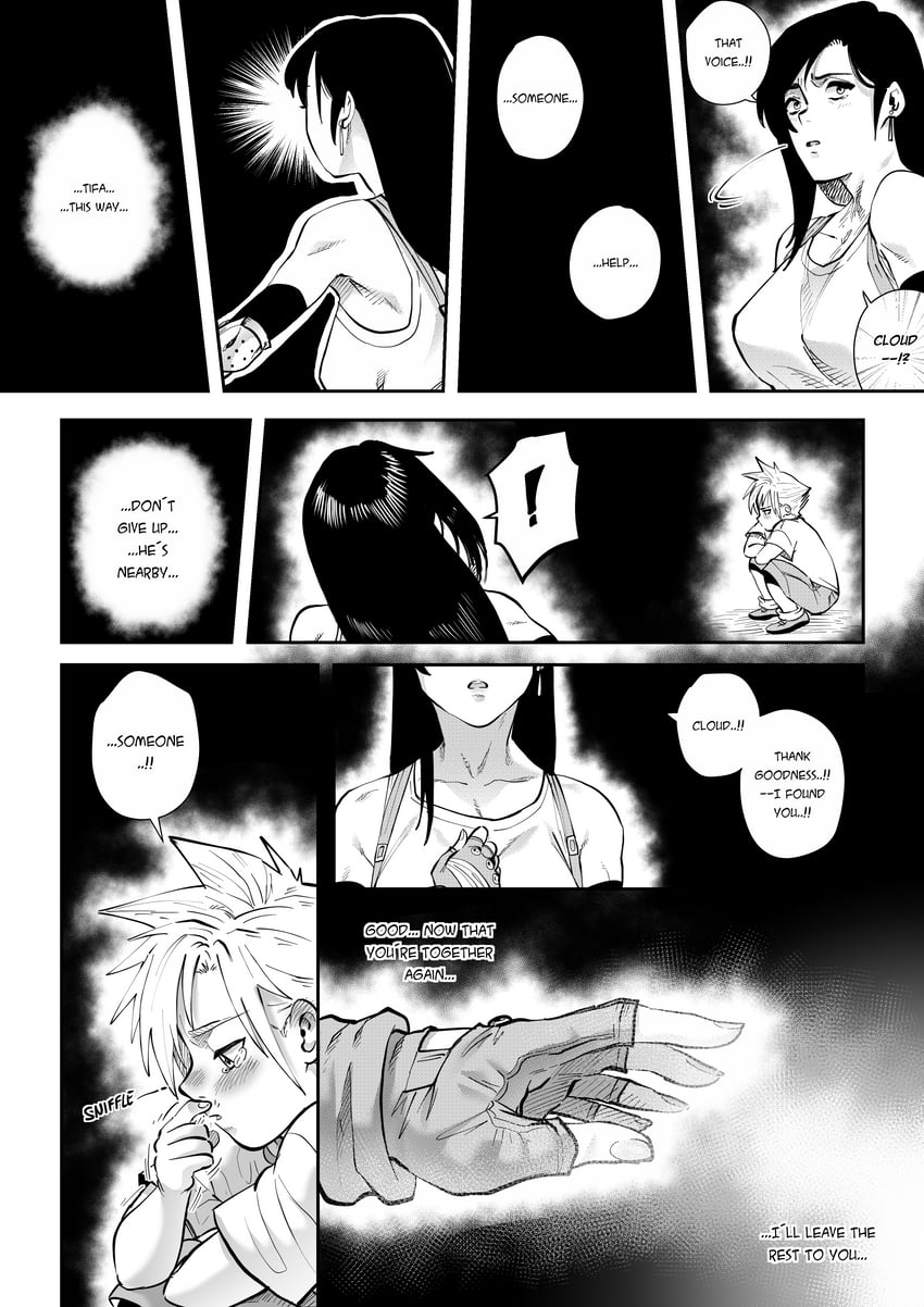 tifa lockhart, cloud strife, and aerith gainsborough (final fantasy and 1 more) drawn by aarokira