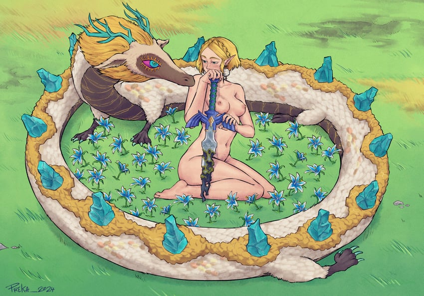 princess zelda and light dragon (the legend of zelda and 1 more) drawn by preka