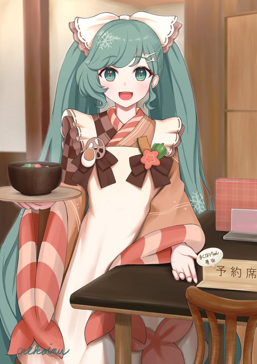 hatsune miku and yuki miku (vocaloid) drawn by nekoinu_bamboo