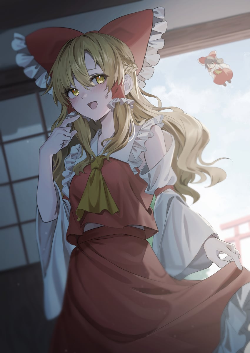 hakurei reimu and kirisame marisa (touhou) drawn by wanko_sora