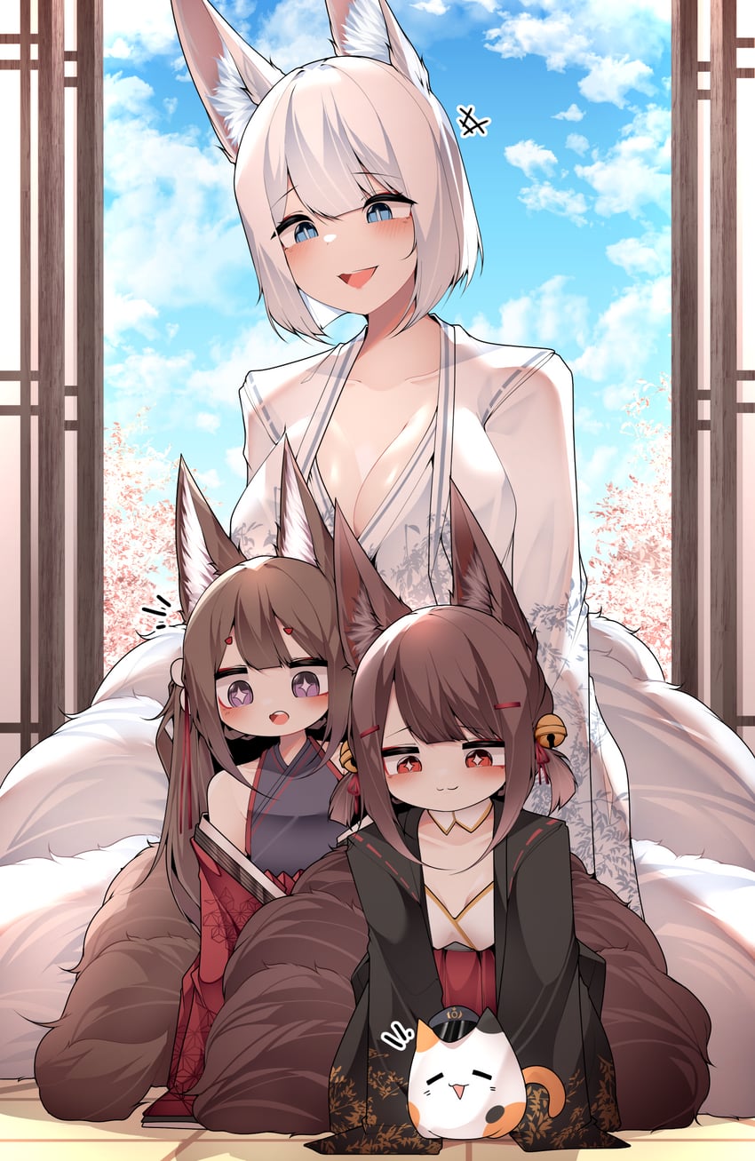 kaga, amagi-chan, meowfficer, and akagi-chan (azur lane) drawn by samip