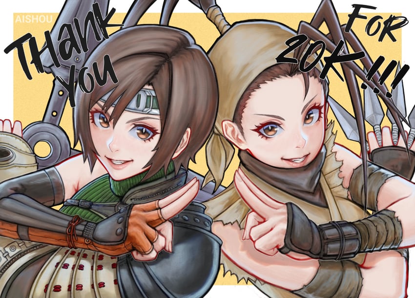 yuffie kisaragi and ibuki (final fantasy and 5 more) drawn by ai_shou