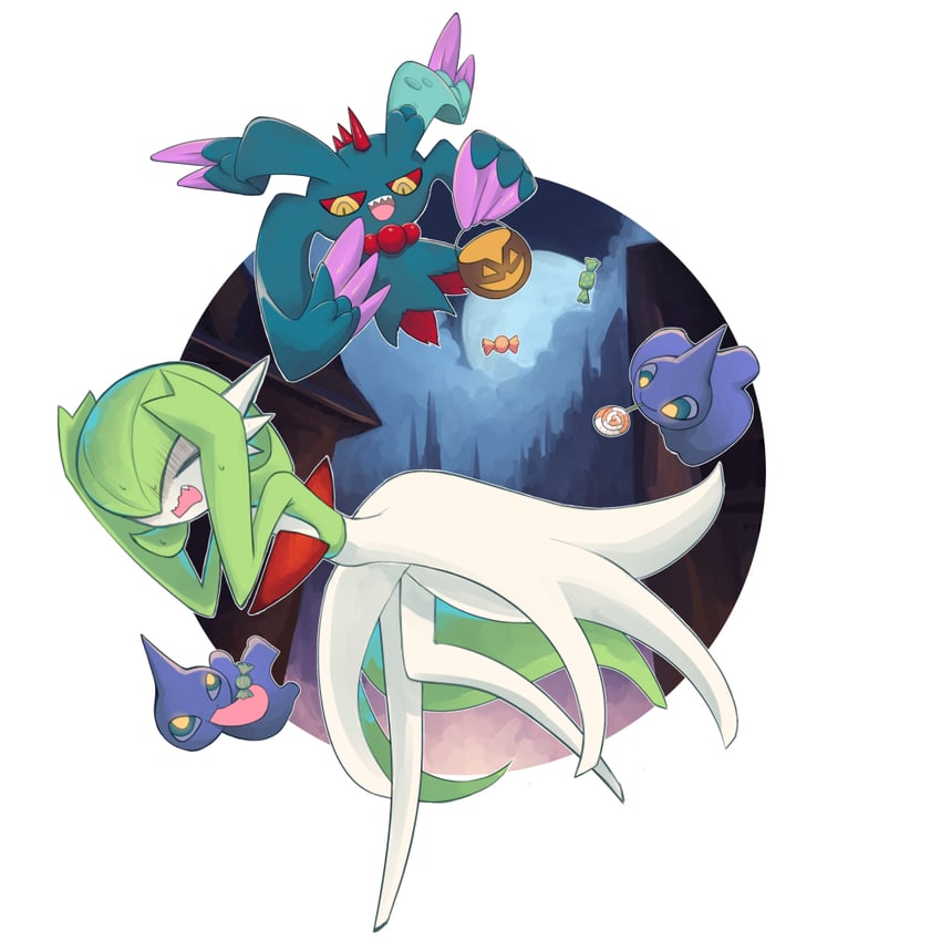 gardevoir, shuppet, and flutter mane (pokemon) drawn by dmt_(auburn)