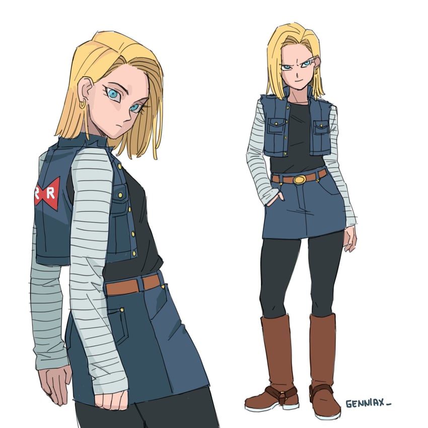 android 18 (dragon ball and 1 more) drawn by genniax
