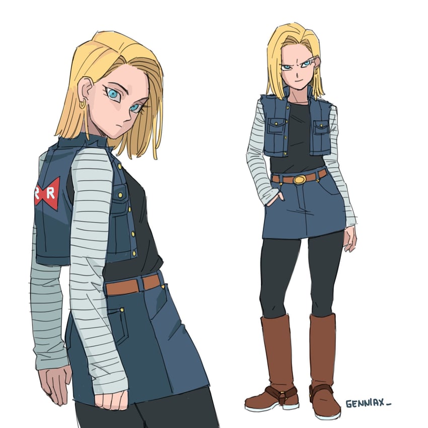 android 18 (dragon ball and 1 more) drawn by jenxd_d