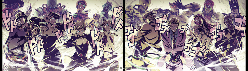 kujo jotaro, dio brando, kujo jolyne, giorno giovanna, higashikata josuke, and 11 more (jojo no kimyou na bouken and 4 more) drawn by ankai_(rappelzankai)