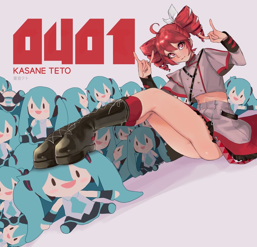 hatsune miku and kasane teto (vocaloid and 2 more) drawn by thesuyo