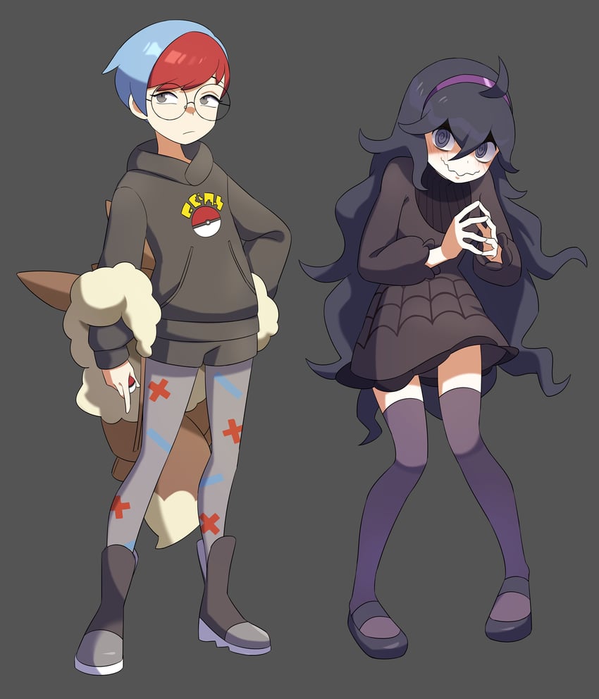 eevee, hex maniac, and penny (pokemon and 2 more) drawn by flowerpigeon