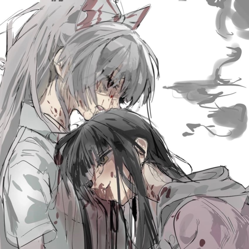 fujiwara no mokou and houraisan kaguya (touhou) drawn by sesmkun