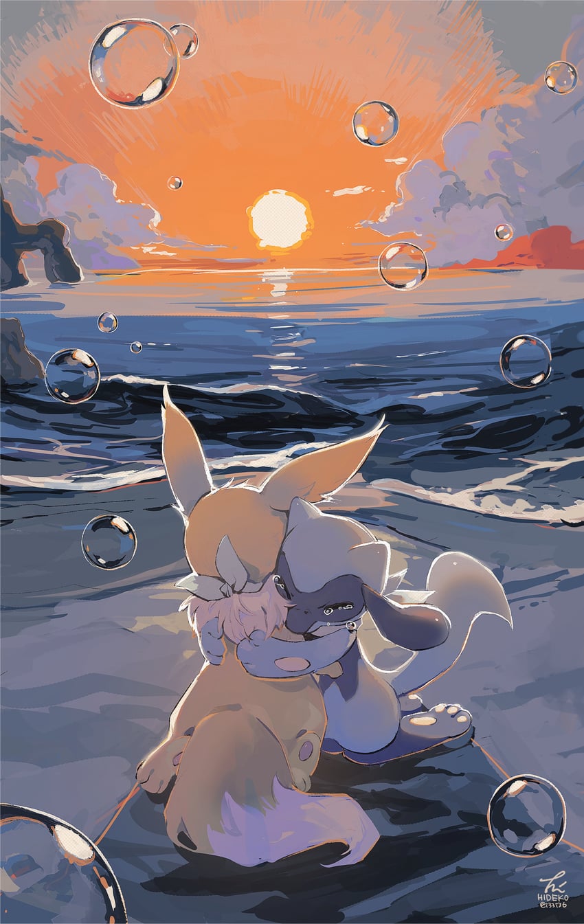 eevee and riolu (pokemon and 2 more) drawn by hideko_(l33l3b)
