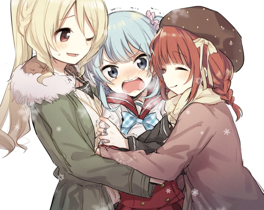 minami rena, togame momoko, and akino kaede (mahou shoujo madoka magica and 1 more) drawn by boyano