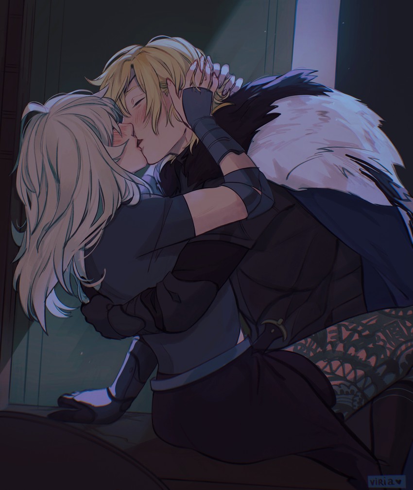 dimitri alexandre blaiddyd and female byleth (fire emblem and 1 more) drawn by viria13