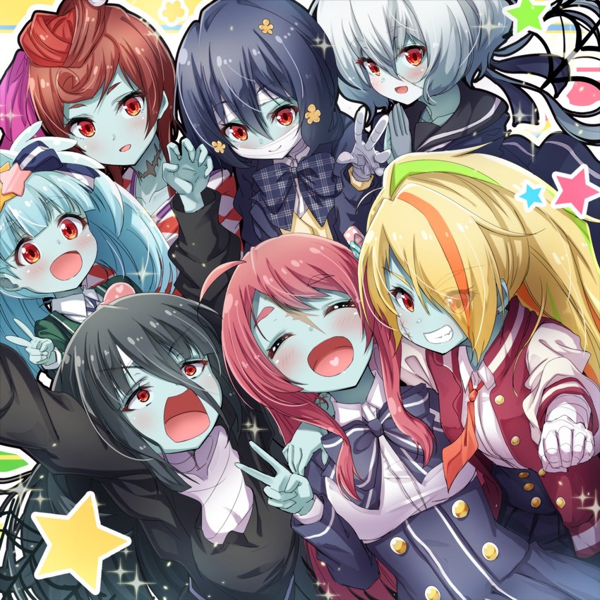 konno junko, minamoto sakura, mizuno ai, nikaidou saki, hoshikawa lily, and 2 more (zombie land saga) drawn by matokechi