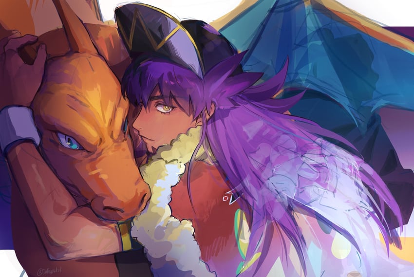 leon and charizard (pokemon and 1 more) drawn by ch_walnut