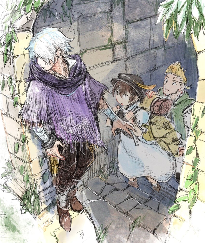 therion, tressa colzione, and alfyn greengrass (octopath traveler and 1 more) drawn by qqqqqli