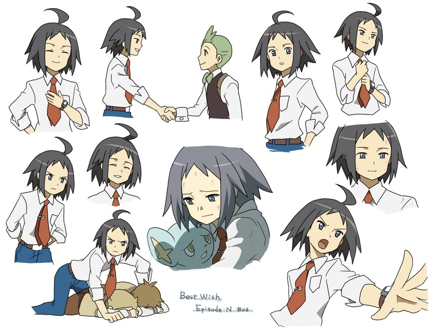 cheren, shinx, and cilan (pokemon and 1 more) drawn by sei_(shinkai_parallel)