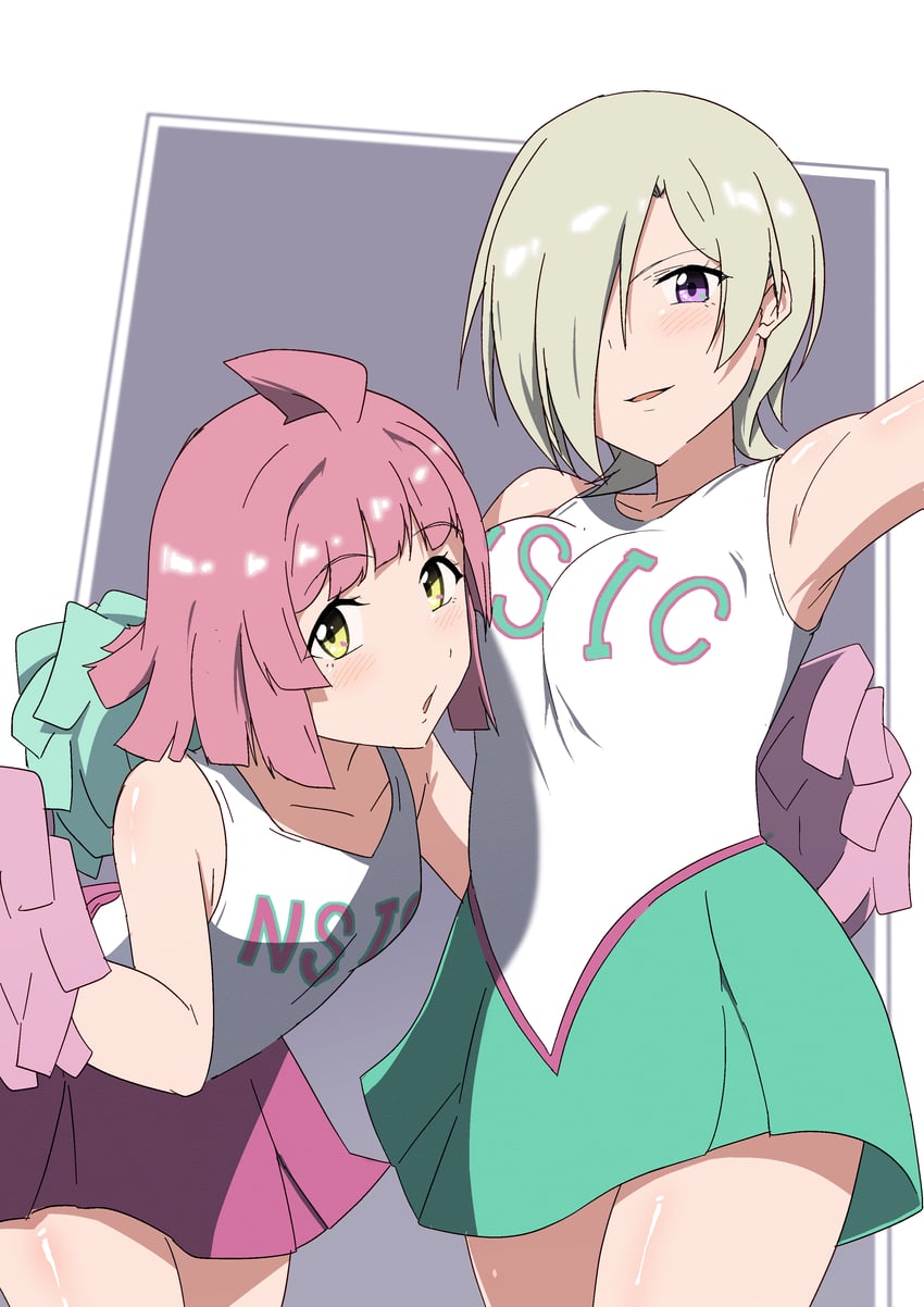 tennoji rina and mia taylor (love live! and 1 more) drawn by zasshoku_ojisan