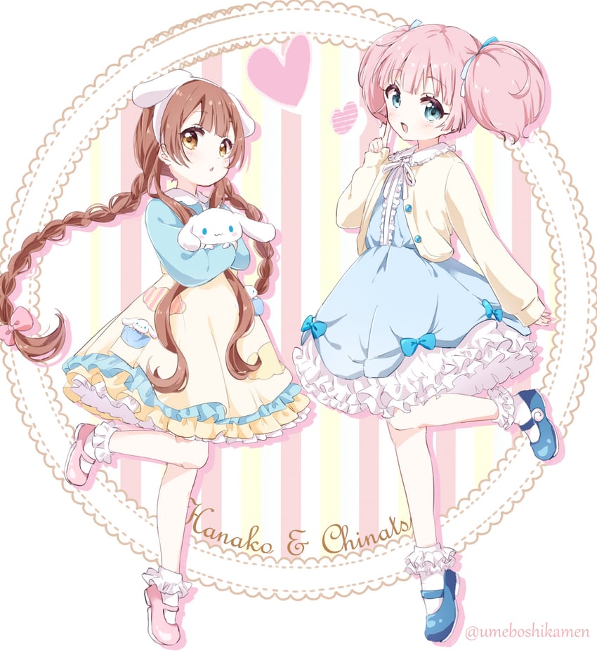cinnamoroll, yoshikawa chinatsu, and oomuro hanako (yuruyuri and 3 more) drawn by mearian