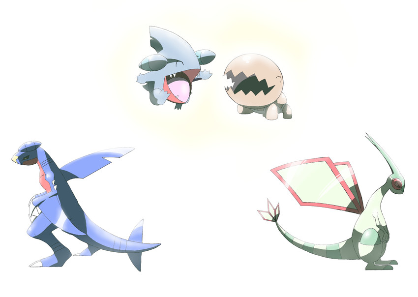 garchomp, flygon, gible, and trapinch (pokemon) drawn by parka_(summersketch)