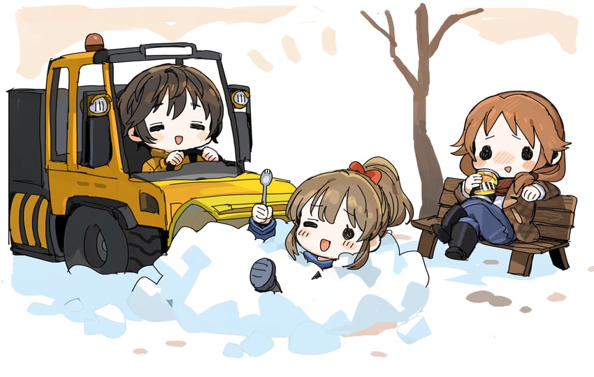 oikawa shizuku, katagiri sanae, and hori yuko (idolmaster and 1 more) drawn by spawnfoxy