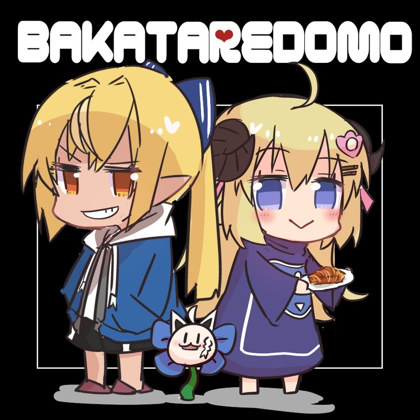 shirakami fubuki, shiranui flare, tsunomaki watame, sans, toriel, and 1 more (hololive and 1 more) drawn by shirakami_fubuki_(artist)