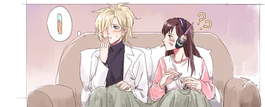 d.va and mercy (overwatch and 1 more) drawn by mo_(ine_mao)