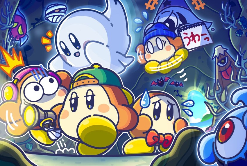 kirby, waddle dee, reporter waddle dee, assistant waddle dee, camera waddle dee, and 9 more (kirby)