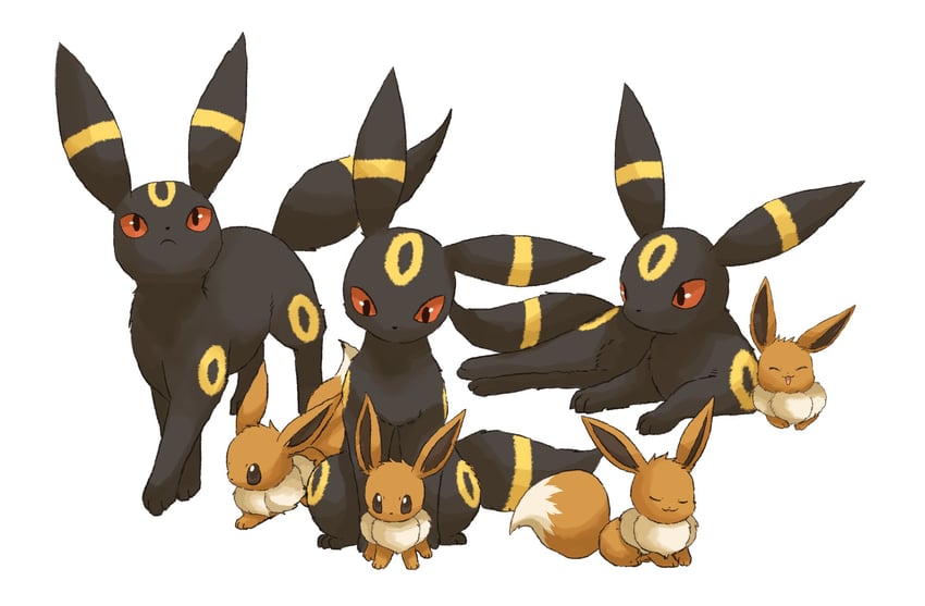 eevee and umbreon (pokemon) drawn by volpecorvo
