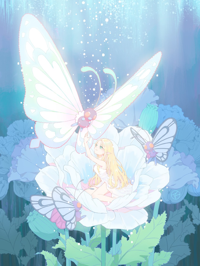 princess zelda, butterfree, and gigantamax butterfree (pokemon and 1 more) drawn by rutiwa