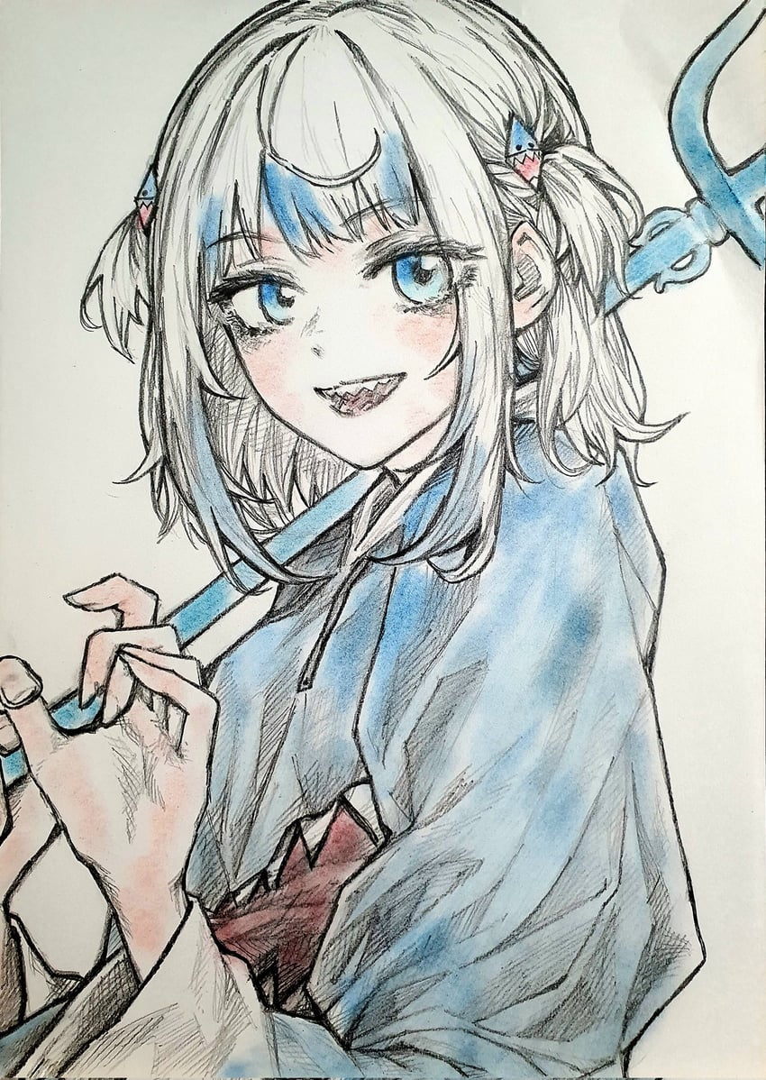gawr gura (hololive and 1 more) drawn by m4skedboi