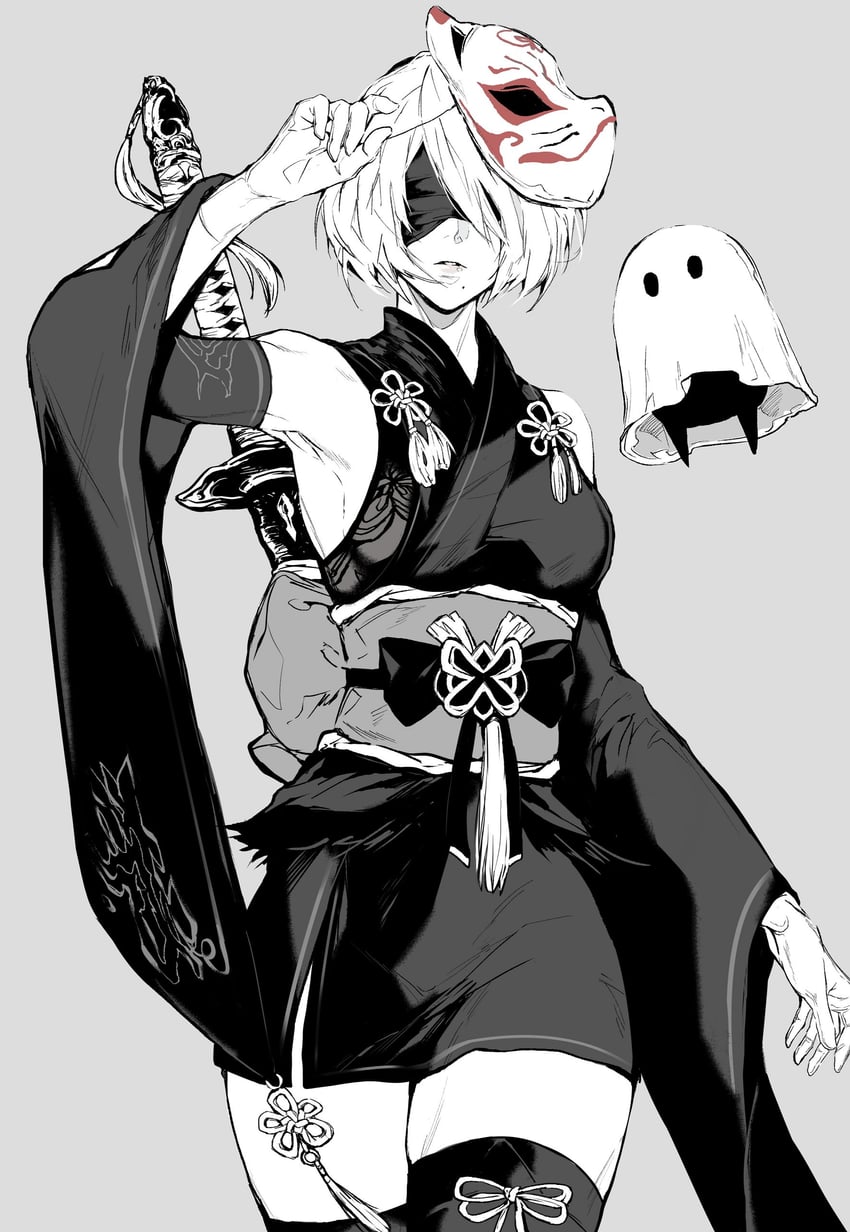 2b and mama (nier and 1 more) drawn by nishiii26miii