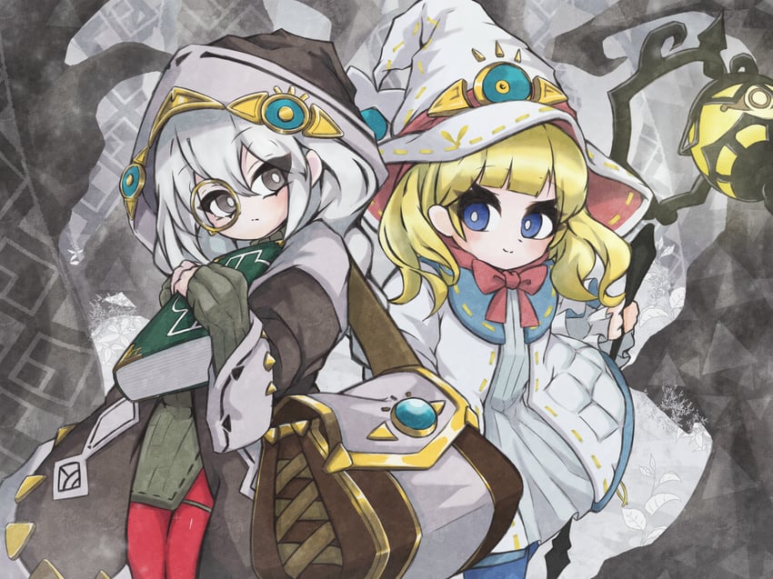diabellstar the black witch, diabellze the original sinkeeper, astellar of the white forest, and elzette of the white forest (yu-gi-oh!) drawn by eriya_(erizatta0045)