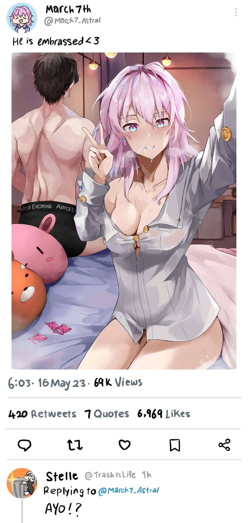 march 7th and dan heng (honkai and 2 more) drawn by miz_blank