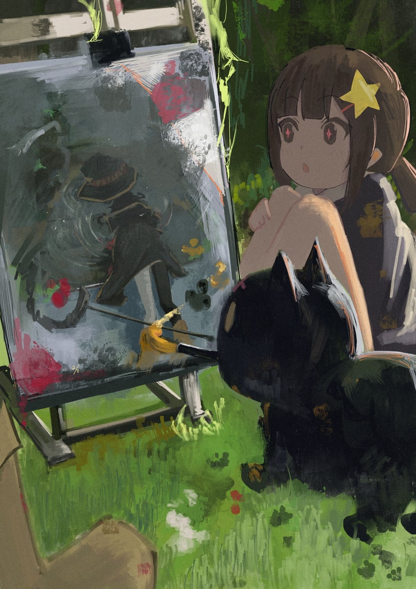 megumin, chomusuke, and komekko (kono subarashii sekai ni shukufuku wo!) drawn by koukouya