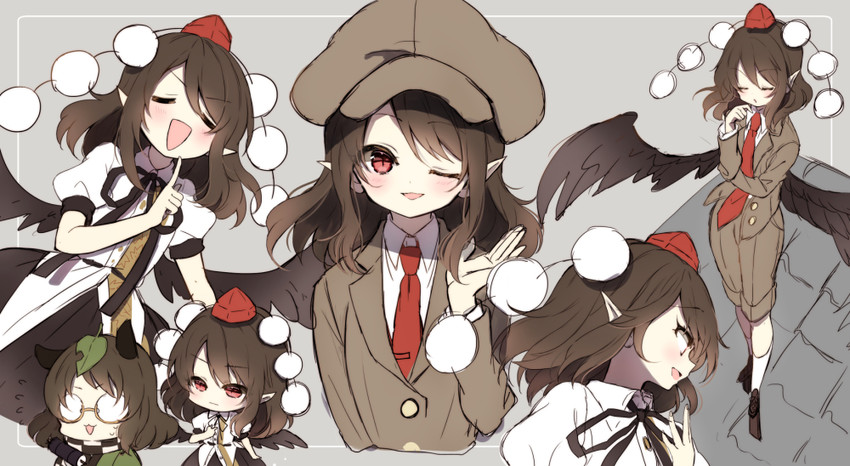 shameimaru aya and futatsuiwa mamizou (touhou and 1 more) drawn by piyokichi