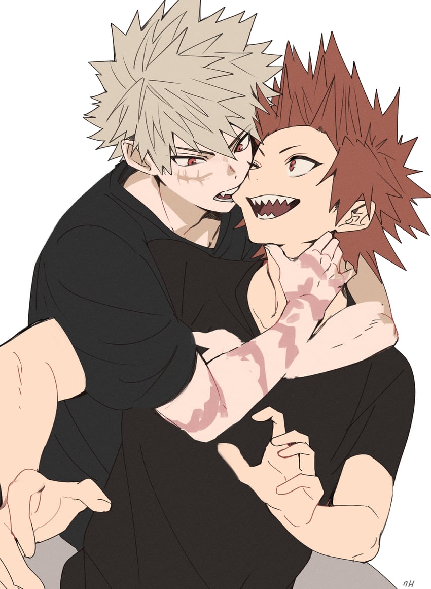 bakugou katsuki and kirishima eijiro (boku no hero academia) drawn by depisx