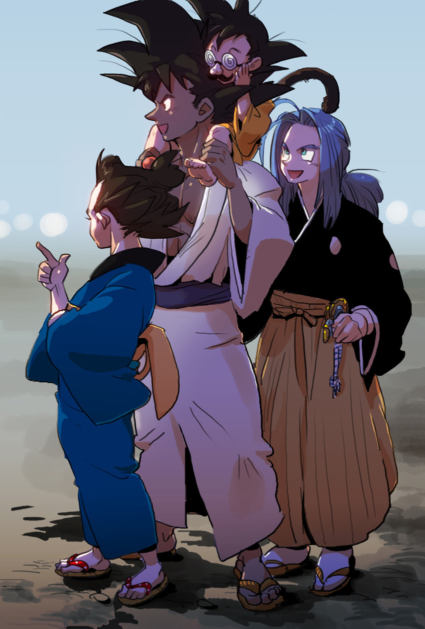 son goku, vegeta, trunks, and son goten (dragon ball and 1 more) drawn by supobi