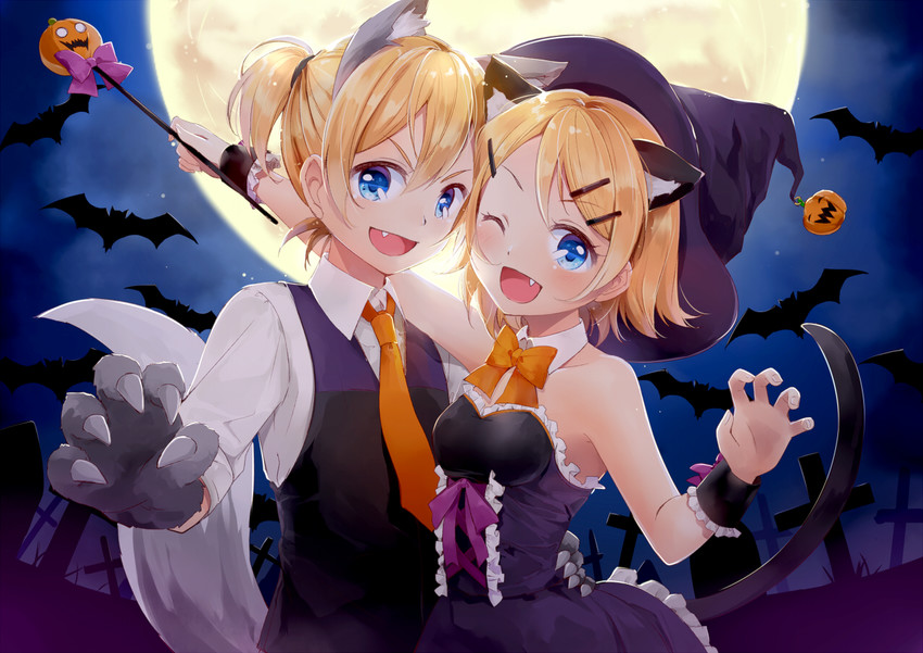 kagamine rin and kagamine len (vocaloid) drawn by hazuki_natsu