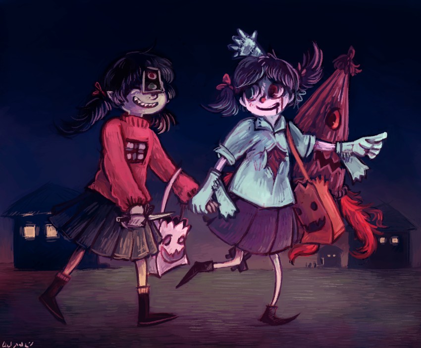 tatara kogasa, miyako yoshika, madotsuki, and monoko (touhou and 1 more) drawn by rubin